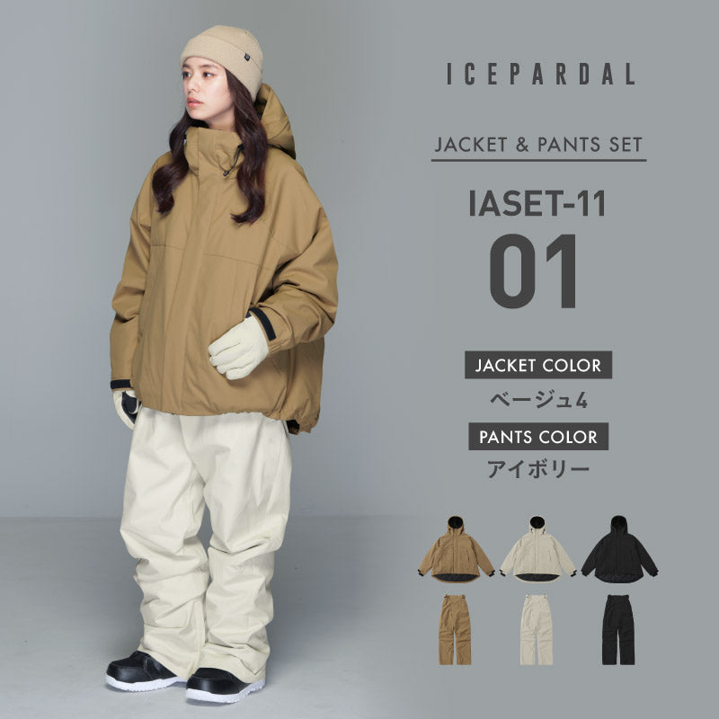 スノーボードウェア レディース 上下セット 体型カバー 美シルエット 25-26モデル ICEPARDAL/アイスパーダル IASET-11