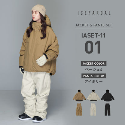 スノーボードウェア レディース 上下セット 体型カバー 美シルエット 25-26モデル ICEPARDAL/アイスパーダル IASET-11