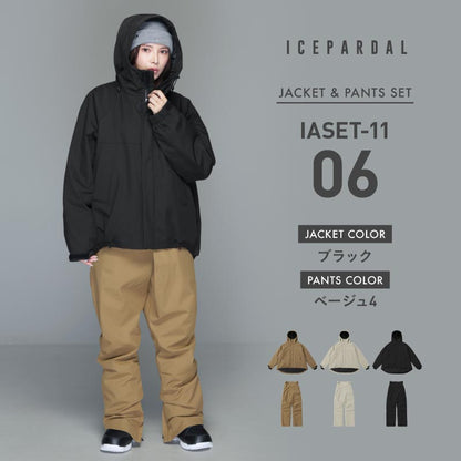スノーボードウェア レディース 上下セット 体型カバー 美シルエット 25-26モデル ICEPARDAL/アイスパーダル IASET-11