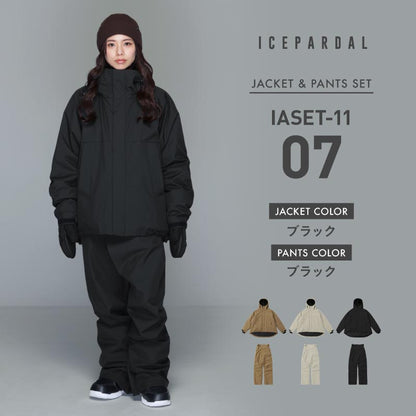 スノーボードウェア レディース 上下セット 体型カバー 美シルエット 25-26モデル ICEPARDAL/アイスパーダル IASET-11