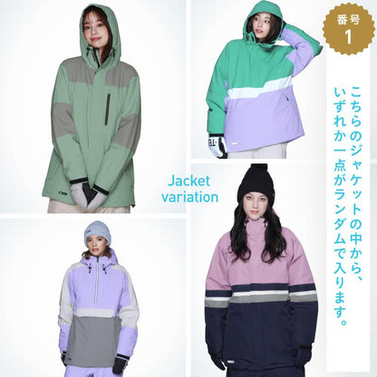レンタルよりお得 福袋 Happy Bag スノーウェア上下セット レディース スノージャケット スノーパンツ グローブ スノー小物 計5点 スノーボードウェア スキーウェアアイスパーダル