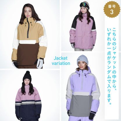 レンタルよりお得 福袋 Happy Bag スノーウェア上下セット レディース スノージャケット スノーパンツ グローブ スノー小物 計5点 スノーボードウェア スキーウェアアイスパーダル