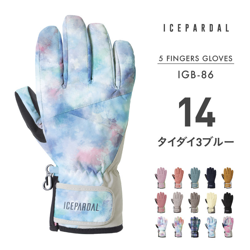 スノーボード グローブ レディース スノボ スキー スノー 手袋 5本指 防水 防寒 撥水 防風 ICEPARDAL/アイスパーダル IGB-86 [メール便対応]