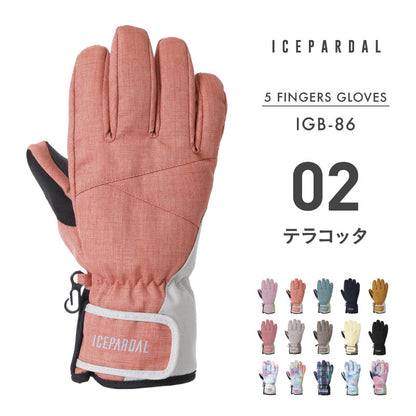スノーボード グローブ レディース スノボ スキー スノー 手袋 5本指 防水 防寒 撥水 防風 ICEPARDAL/アイスパーダル IGB-86 [メール便対応]