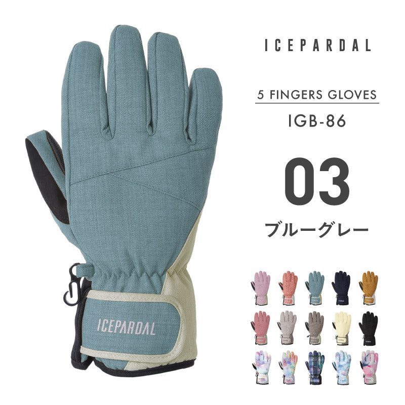 スノーボード グローブ レディース スノボ スキー スノー 手袋 5本指 防水 防寒 撥水 防風 ICEPARDAL/アイスパーダル IGB-86 [メール便対応]