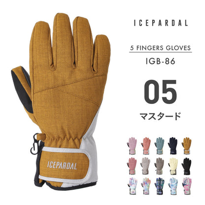 スノーボード グローブ レディース スノボ スキー スノー 手袋 5本指 防水 防寒 撥水 防風 ICEPARDAL/アイスパーダル IGB-86 [メール便対応]