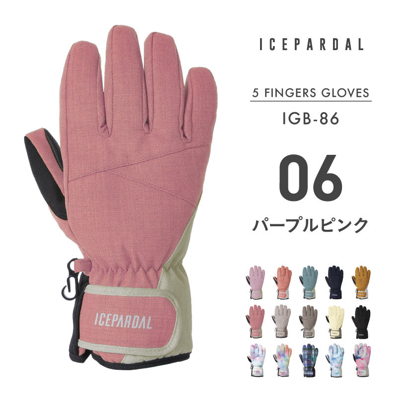 スノーボード グローブ レディース スノボ スキー スノー 手袋 5本指 防水 防寒 撥水 防風 ICEPARDAL/アイスパーダル IGB-86 [メール便対応]