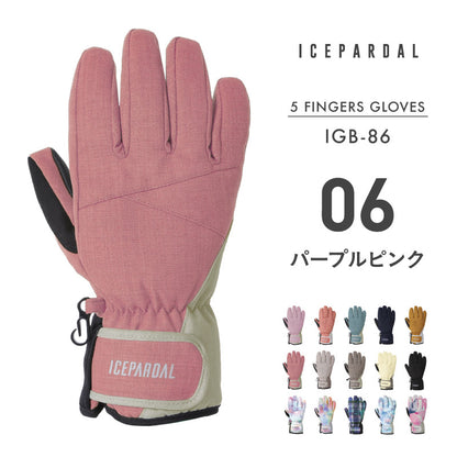 スノーボード グローブ レディース スノボ スキー スノー 手袋 5本指 防水 防寒 撥水 防風 ICEPARDAL/アイスパーダル IGB-86 [メール便対応]