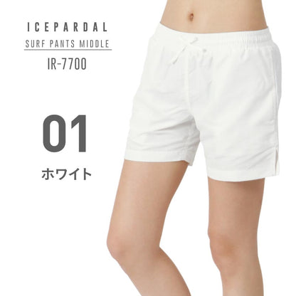 水陸両用 サーフパンツ レディース ミドル丈 水着 ショートパンツ ボードショーツ 体型カバー 大きいサイズ ICEPARDAL IR-7700 メール便発送