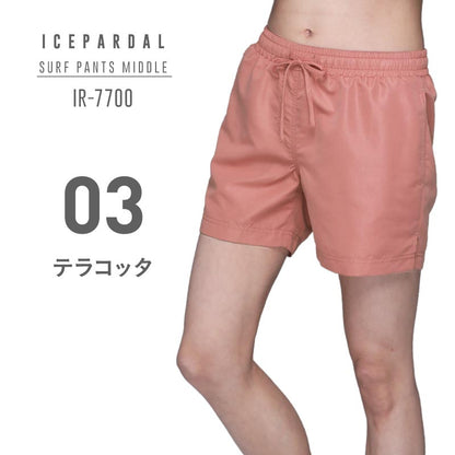 水陸両用 サーフパンツ レディース ミドル丈 水着 ショートパンツ ボードショーツ 体型カバー 大きいサイズ ICEPARDAL IR-7700 メール便発送