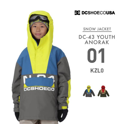 DC SHOES/ディーシー ジュニア スノージャケット DC-43 YOUTH ANORAK 2024SNOW ADBTJ03026 スキーウェア スノーウェア スノボウェア ボードウェア フード かっこいい 防寒 アウター 上着 ジャケット ジュニア 子供用 こども用 男の子用