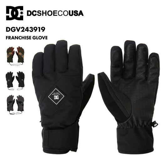 DC SHOES/ディーシー メンズ 5指グローブ FRANCHISE GLOVE 2024SNOW DGV243919 スノーボード スキー 防寒 手袋 防水 透湿 ゴーグル拭きパネル タッチパネル対応 リーシュコード タッチパネル対応 男性用