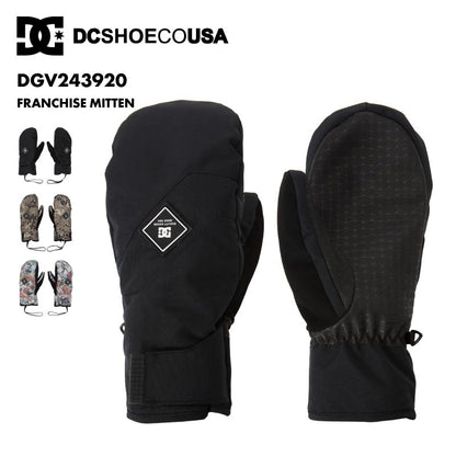 DC SHOES/ディーシー メンズ ミトングローブ FRANCHISE MITTEN 2024SNOW DGV243920 スノーボード スキー 防寒 手袋 保温性 温かい リーシュコード 10Kインサート ゴーグル拭きパネル ５本指ライナー 男性用