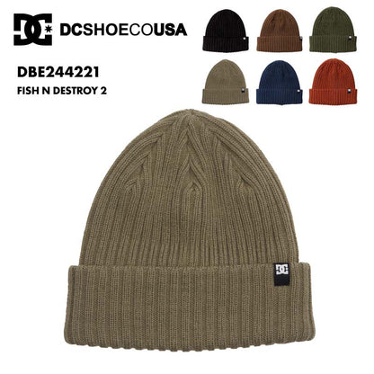 DC SHOES/ディーシー メンズ ニット帽 FISH N DESTROY 2 2024 FALL DBE244221 ニットキャップ ビーニー リブ編み 暖かい 保温性 冬 ワンポイント ロゴ ブランド ポリエステル【メール便発送 24FW-02】