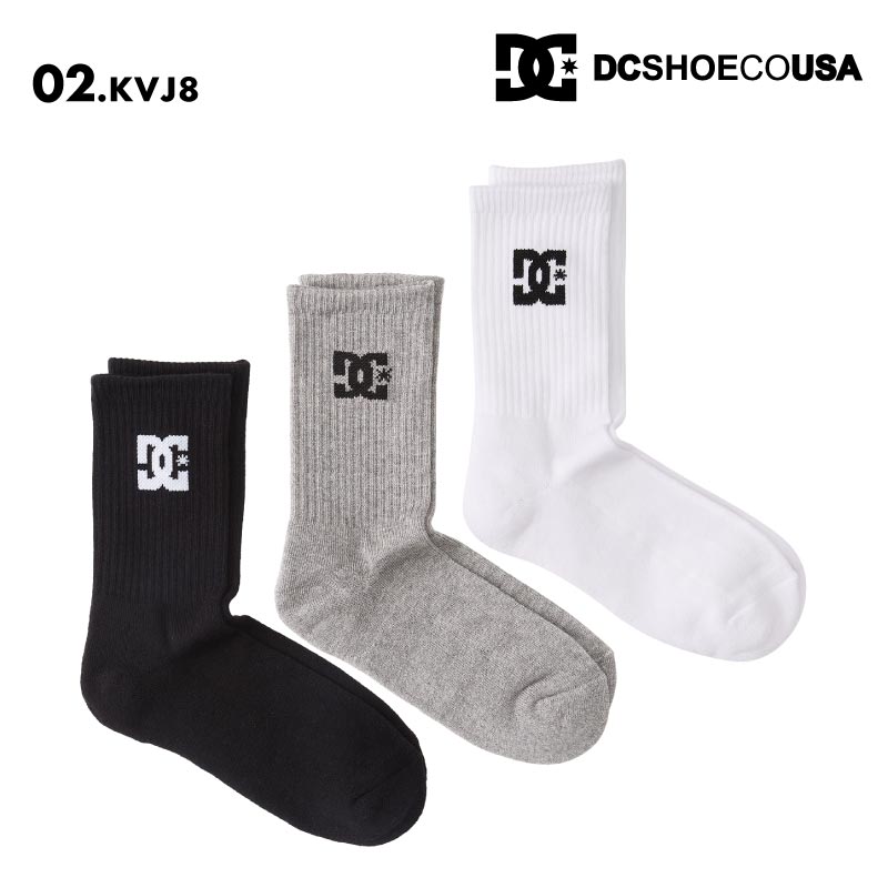 DC SHOES/ディーシー メンズ ソックス SPP DC CREW 3PK 2025 SPRING DSO251235 靴下 くつした ロゴ ３足セット クルーソックス ブランド 正規品 シンプル 男性用