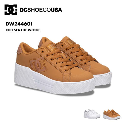 DC SHOES/ディーシー レディース シューズ CHELSEA LITE WEDGE 2024 FALL DW244601 靴 くつ ウェッジソール 軽量 疲れにくい コーデュロイロゴ 美脚効果 女性用