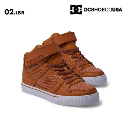 DC SHOES/ディーシー キッズ シューズ PURE HIGH-TOP SE EV SN 2024 FALL DK244004 靴 運動靴 こども ビッグロゴ 耐摩耗 クッション ハイカット かっこいい 頑丈 男の子