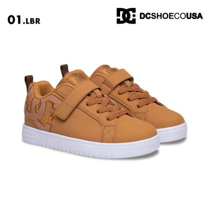 DC SHOES/ディーシー キッズ シューズ COURT GRAFFIK LITE EV 2024 FALL DK244602 靴 運動靴 こども ストラップ 軽量 ビッグロゴ 履きやすい 脱ぎやすい クッション 男の子