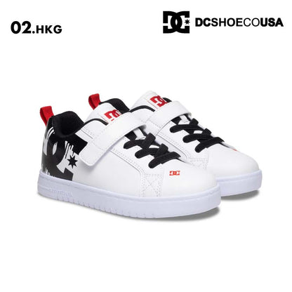 DC SHOES/ディーシー キッズ シューズ COURT GRAFFIK LITE EV 2024 FALL DK244602 靴 運動靴 こども ストラップ 軽量 ビッグロゴ 履きやすい 脱ぎやすい クッション 男の子