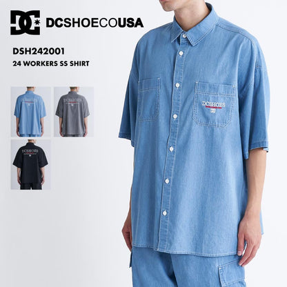 DC SHOES/ディーシー メンズ 半袖 シャツ 24 WORKERS SS SHIRT 2024 SUMMER DSH242001 水陸両用 速乾 ビッグシルエット オーバーサイズ トップス 塩素対応 大きめ ブランド 正規品 男性用