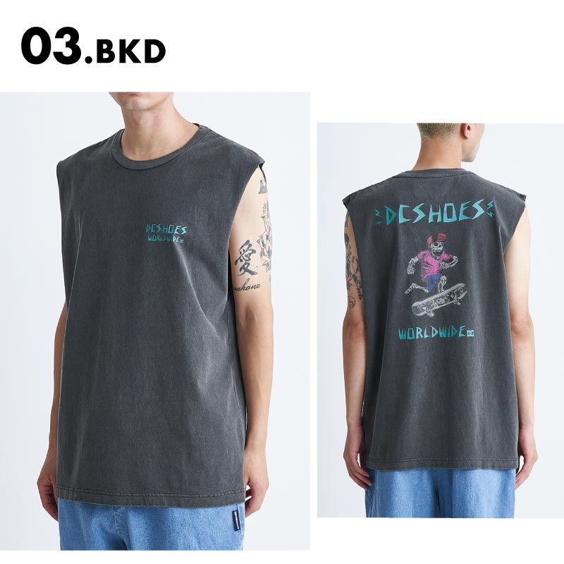 DC SHOES/ディーシー メンズ タンクトップ Ｔシャツ 24 SKATE SKULL SLEEVELESS 2024 SUMMER DSL242017 水着 水陸両用 UVカット ノースリーブ ヘビーウェイト 紫外線カット ヴィンテージ調 ブランド 正規品 男性用【メール便発送 24SS-10】