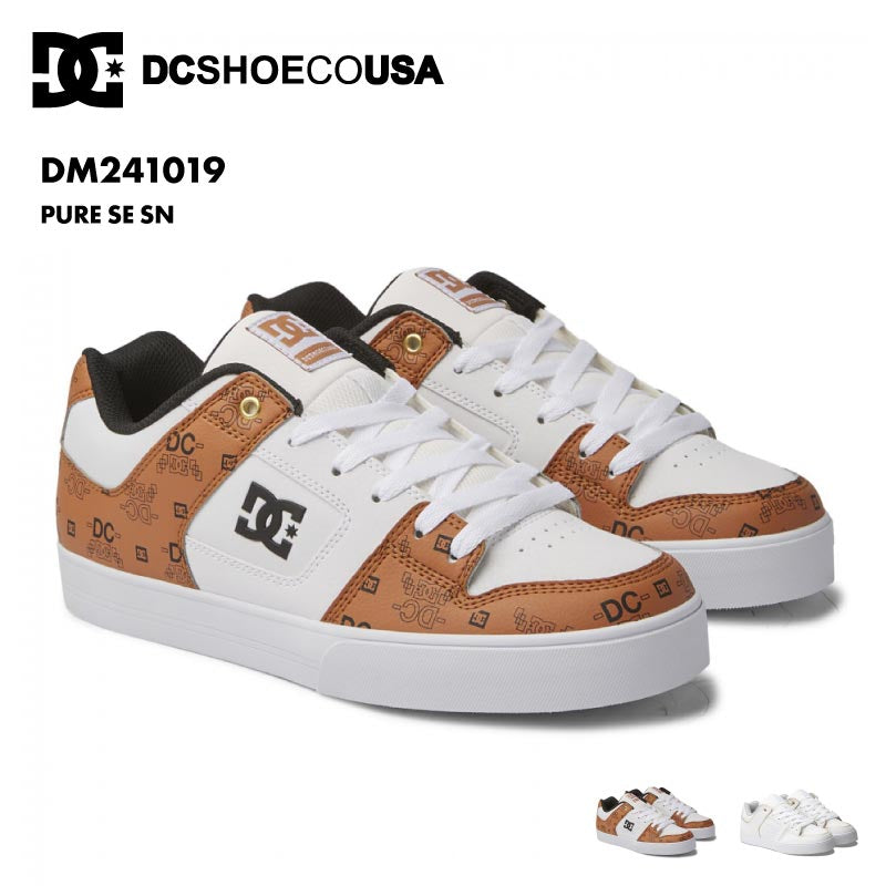 DC SHOES/ディーシー メンズ シューズ 靴 PURE SE SN SPRING 2024 DM241019 スニーカー ブラウン 茶 白 ホワイト ローカット 裏地メッシュ 耐摩耗性 おしゃれ かっこいい ブランド ロゴ