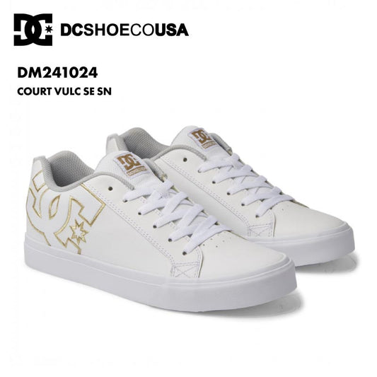 DC SHOES/ディーシー メンズ シューズ 靴 COURT VULC SE SN SPRING 2024 DM241024 スニーカー ホワイト 白 ブラック 黒 ローカット ゴールド シンプル おしゃれ かっこいい ブランド ロゴ