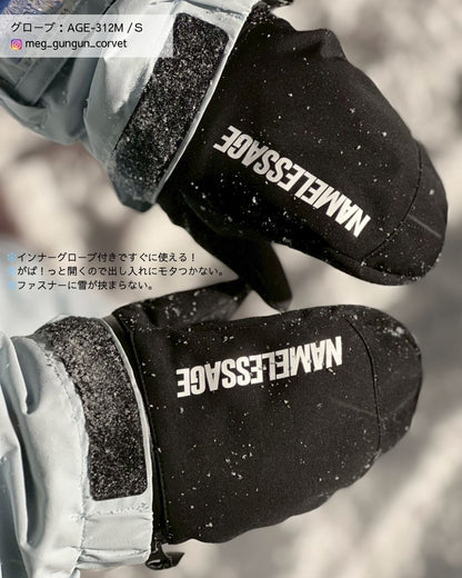スノーグローブ ミトングローブ メンズ レディース スノーボード スノボ スキー ハンドアウト ハイボラ 手が出る スマホ操作 撥水 防風 止水ファスナー 保温 インナーグローブ付 namelessage/ネームレスエイジ AGE-312M メール便発送