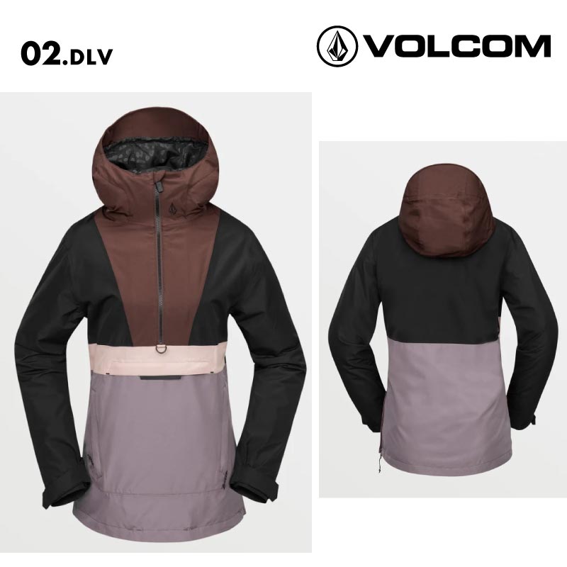 VOLCOM/ボルコム レディース スノージャケット ASHFIELD PULLOVER 2025 SNOW H0652506 スノーボード スキー ウインタースポーツ 防寒 スノボウェア スキーウェア アウター リラックスフィット ミドル丈 2方向サイドジッパー 女性用