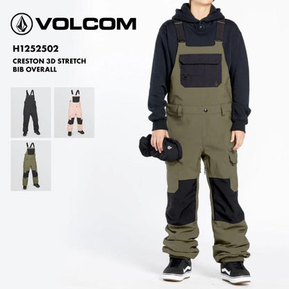 VOLCOM/ボルコム レディース スノーウェア ビブパンツ CRESTON 3D STRETCH BIB OVERALL 2025 SNOW H1252502 スノーボード スキー ウインタースポーツ 防寒 スノボウェア スキーウェア ボトムス リラックスフィット ミッドライズ ドロップシートジッパー 女性用