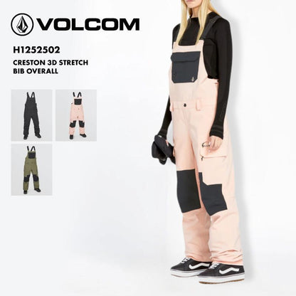 VOLCOM/ボルコム レディース スノーウェア ビブパンツ CRESTON 3D STRETCH BIB OVERALL 2025 SNOW H1252502 スノーボード スキー ウインタースポーツ 防寒 スノボウェア スキーウェア ボトムス リラックスフィット ミッドライズ ドロップシートジッパー 女性用