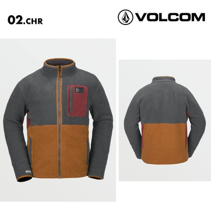 VOLCOM/ボルコム メンズ フリース トレーナー FLEECER FULL ZIP 2025 SNOW G4852501 スノーボード スキー ウインタースポーツ 防寒 スノボウェア スキーウェア トップス スタンダードフィット 通気性 フリース 男性用