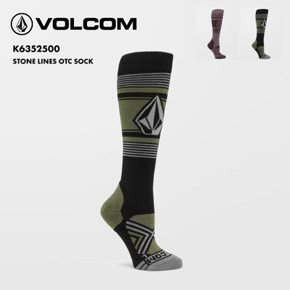 VOLCOM/ボルコム レディース スノーソックス STONE LINES OTC SOCK 2025 SNOW K6352500 スノボ スキー 靴下 防寒 冬 ブランド おしゃれ 女性用【メール便発送 13桁用24F】