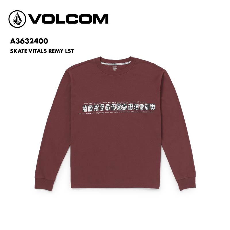 VOLCOM/ボルコム メンズ 長袖 Tシャツ SKATE VITALS REMY LST 2024 FALL A3632400 レミーストラットンコラボ ロンT 長そで トップス コットン ワイドフィット ロゴ ブランド 秋冬 男性用 男性用