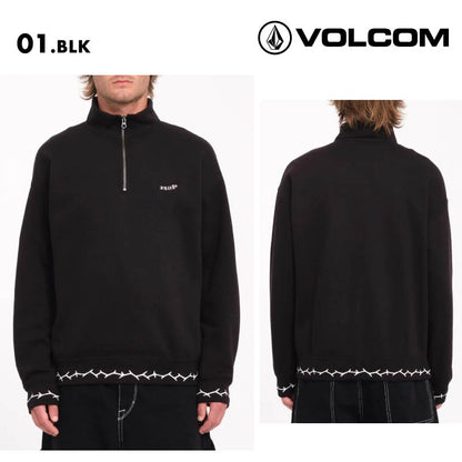 VOLCOM/ボルコム メンズ ハーフジップ プルオーバー MOCKLOV CREW 2024 FALL A4632407 スウェット ワンポイント 裏起毛 袖リブプリント 防寒 シンプル 長袖 長そで 秋冬 ブランド 男性用