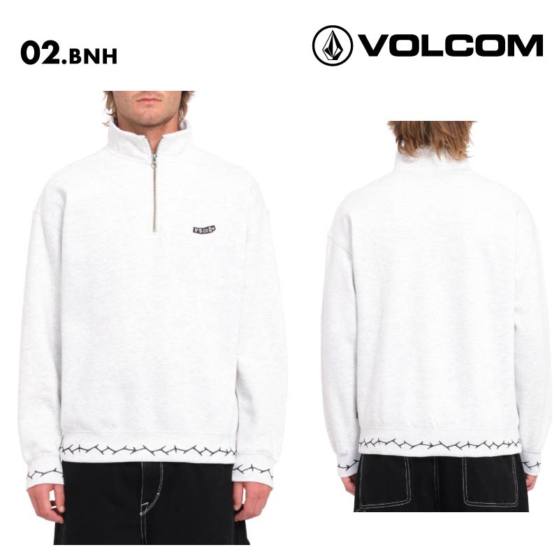 VOLCOM/ボルコム メンズ ハーフジップ プルオーバー MOCKLOV CREW 2024 FALL A4632407 スウェット ワンポイント 裏起毛 袖リブプリント 防寒 シンプル 長袖 長そで 秋冬 ブランド 男性用