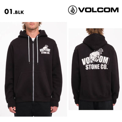 VOLCOM/ボルコム メンズ ジップパーカー WATANITE ZIP 2024 FALL A4832405 フルジップ フリース スクリーンプリント バックプリント ドローコード クラシックフィット フード付き フーディ 防寒 秋冬 男性用