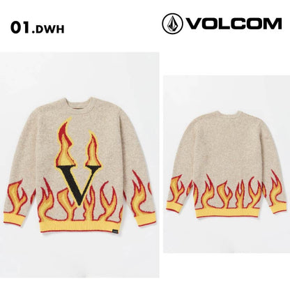 VOLCOM/ボルコム メンズ セーター FERGADELIC SWEATER 2024 FALL A0732400 レギュラーフィット クルーネック ヘビーウェイト スキー スノボ 防寒 暖かい レトロ 秋冬 ニット 男性用