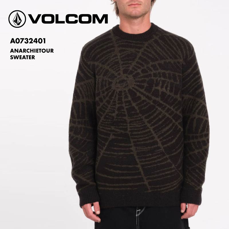 VOLCOM/ボルコム メンズ セーター ANARCHIETOUR SWEATER 2024 FALL A0732401 レギュラーフィット クルーネック ヘビーウェイト スキー スノボ 防寒 暖かい ラウンドカラー 秋冬 ニット 男性用