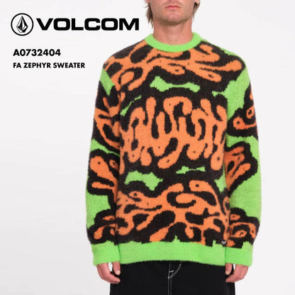 VOLCOM/ボルコム メンズ セーター FA ZEPHYR SWEATER 2024 FALL A0732404 レギュラーフィット クルーネック ヘビーウェイト スキー スノボ 防寒 暖かい ラウンドカラー 秋冬 ニット 男性用