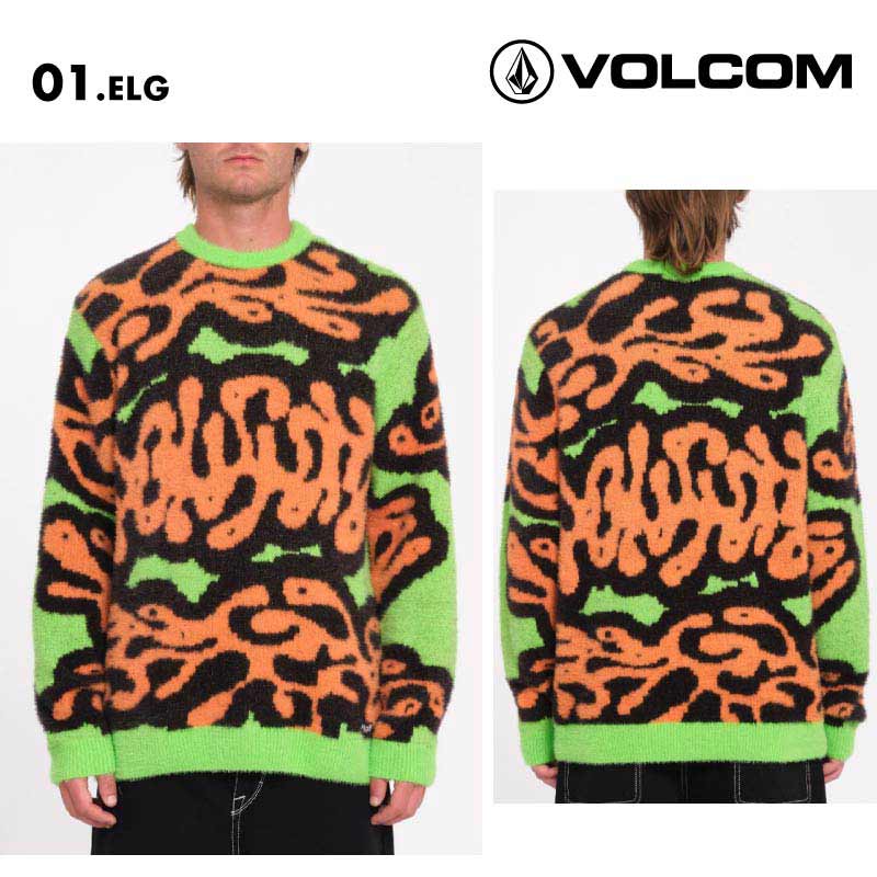 VOLCOM/ボルコム メンズ セーター FA ZEPHYR SWEATER 2024 FALL A0732404 レギュラーフィット クルーネック ヘビーウェイト スキー スノボ 防寒 暖かい ラウンドカラー 秋冬 ニット 男性用