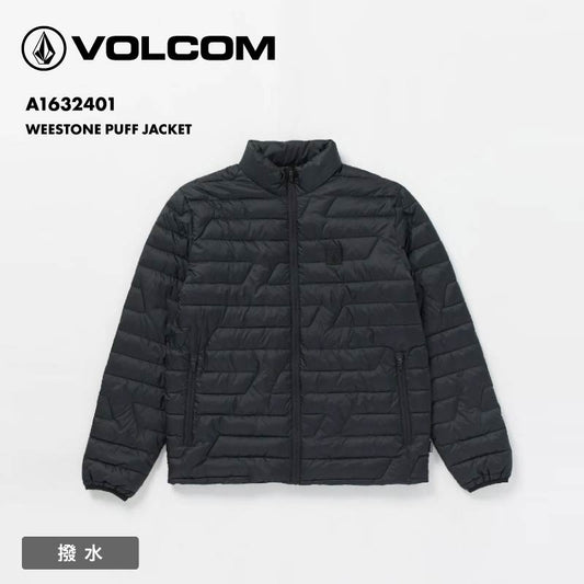 VOLCOM/ボルコム メンズ ダウンジャケット WEESTONE PUFF JACKET 2024 FALL A1632401 モックネック ミドル丈 撥水 防寒 軽量 暖かい アウトドア ジッパー付きポケット 秋冬 シンプル 男性用