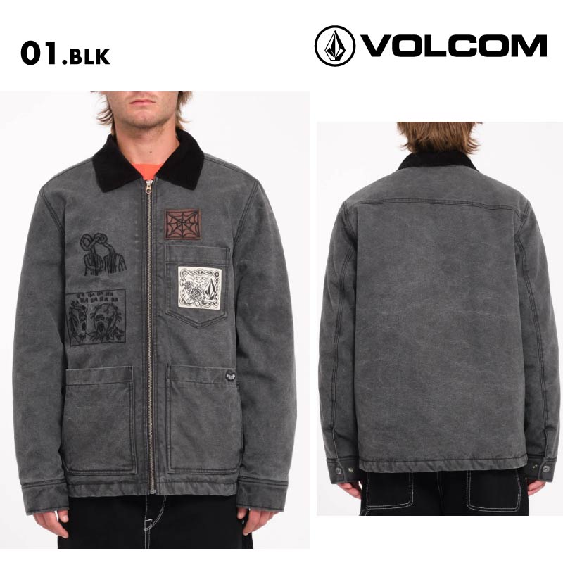 VOLCOM/ボルコム メンズ ジャケット FA KEUTCHI JACKET 2024 FALL A1732406 リラックスフィット ミドル丈 コーデュロイ襟 ジップフロント ウエストポケット 防寒 内ポケット おしゃれ 秋冬 ブランド 男性用