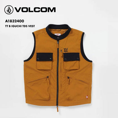 VOLCOM/ボルコム メンズ ベスト TT B IGUCHI TDS VEST 2024 FALL A1832400 ブライアン・イグチコラボ モックネック オーバーサイズ 撥水 コーデュロイ襟 複数ポケット ドロップテール キルティング加工 防寒 アウトドア 男性用