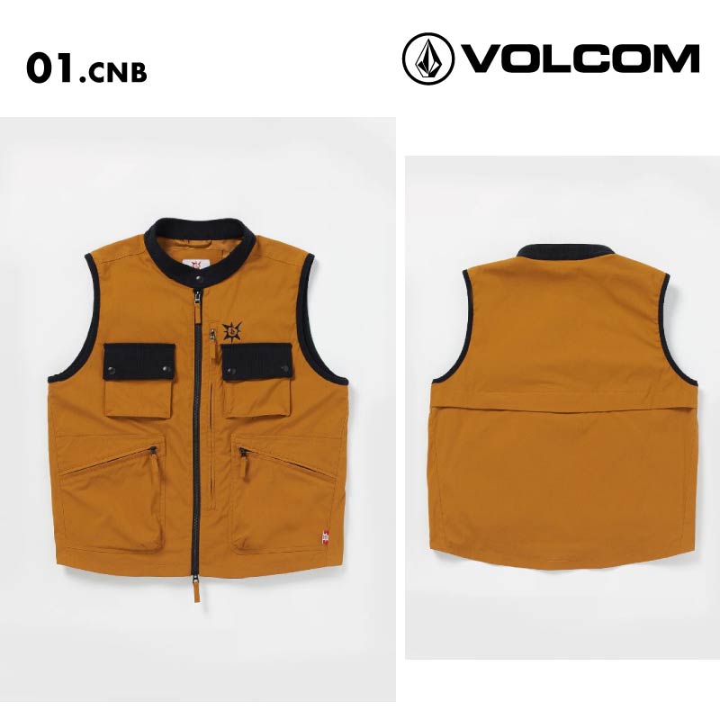 VOLCOM/ボルコム メンズ ベスト TT B IGUCHI TDS VEST 2024 FALL A1832400 ブライアン・イグチコラボ モックネック オーバーサイズ 撥水 コーデュロイ襟 複数ポケット ドロップテール キルティング加工 防寒 アウトドア 男性用