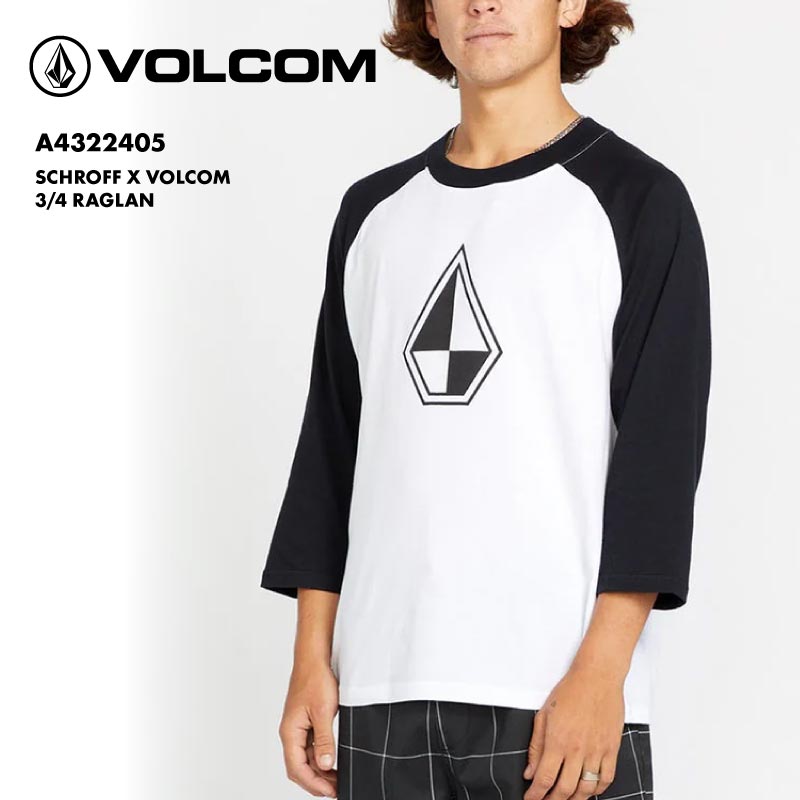 VOLCOM/ボルコム メンズ 3/4Tシャツ SCHROFF X VOLCOM 3/4 RAGLAN 2024 SUMMER A4322405 ブランド おしゃれ ロゴ モノクロ シンプル ヘビーウェイト はんそで 春夏 Uネック 男性用【メール便発送 24SS-10】