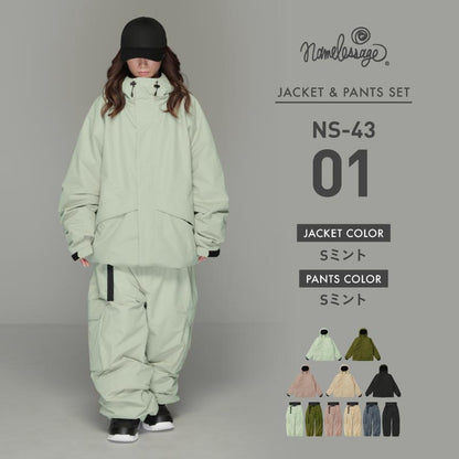 スノーボードウェア メンズ レディース 上下セット ベンチレーション付き ワイドシルエット 中綿入り 防寒 撥水 防風 25-26モデル namelessage/ネームレスエイジ NS-43
