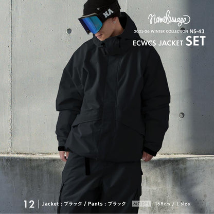 スノーボードウェア メンズ レディース 上下セット ベンチレーション付き ワイドシルエット 中綿入り 防寒 撥水 防風 25-26モデル namelessage/ネームレスエイジ NS-43