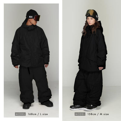 スノーボードウェア メンズ レディース 上下セット ベンチレーション付き ワイドシルエット 中綿入り 防寒 撥水 防風 25-26モデル namelessage/ネームレスエイジ NS-43