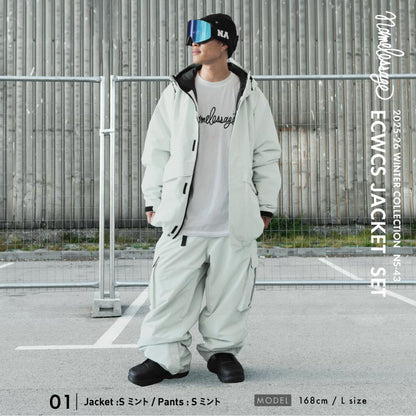 スノーボードウェア メンズ レディース 上下セット ベンチレーション付き ワイドシルエット 中綿入り 防寒 撥水 防風 25-26モデル namelessage/ネームレスエイジ NS-43